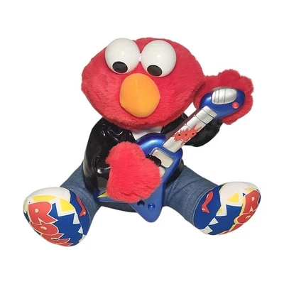 Rock and Roll Elmo Plush with Guitar Toy Tyco 1998 Plays and Sings 2 Songs 12" - Image 1 of 4