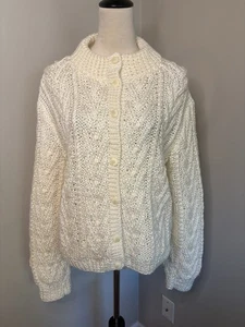 Vintage Jack Winter Handstrick Elfenbein Cardigan Pullover Grobstrick Zopfmuster Medium - Bild 1 von 7