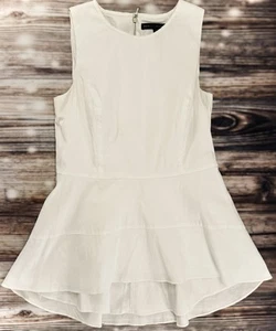 WHITE HOUSE BLACK MARKET || Sleeveless Back Zip Peplum Top in White - Size 4 - Picture 1 of 6