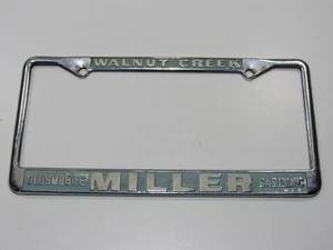 Vintage Miller Oldsmobile-Buick Walnut Creek CA Metall Nummernschild Rahmen Anhänger - Bild 1 von 3