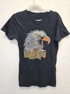 Vintage Faded Harley Davidson Brand Righteous Ruler T Shirt Size S USA Made - Image 1 of 4