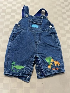 Oshkosh Bgosh Blue Denim Bib Overalls Snaps Lined 0 /3 Months Animals VTG Unisex - Bild 1 von 7