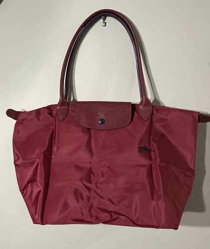 LONGCHAMP Borsa lunga Champ Le Pliage nylon nuova senza etichette borsa a tracolla media autentica bordeaux