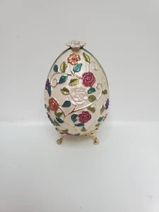  Collectables Floral Egg Trinket Box Made with  Crystals & Enamel #1731 - Picture 1 of 20