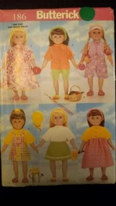 Butterick 186 18" Doll Contemporary Wardrobe Pattern - Imagen 1 de 2