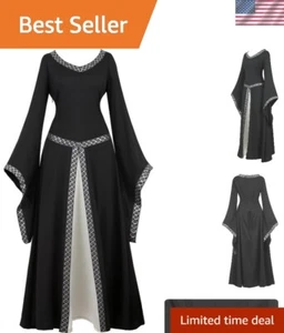 Women's Long Sleeve Medieval Dress – Elegant Polyester Gown for Themed Events - Picture 1 of 9