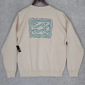 Billabong Sweatshirt Men's Size Medium Oat Range Crew Neck Green Blue Waves NEW - Picture 1 of 12