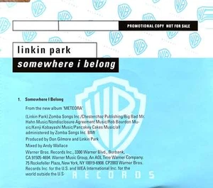 Linkin Park - Somewhere I Belong Promo CD (NM/NM) - Photo 1/2