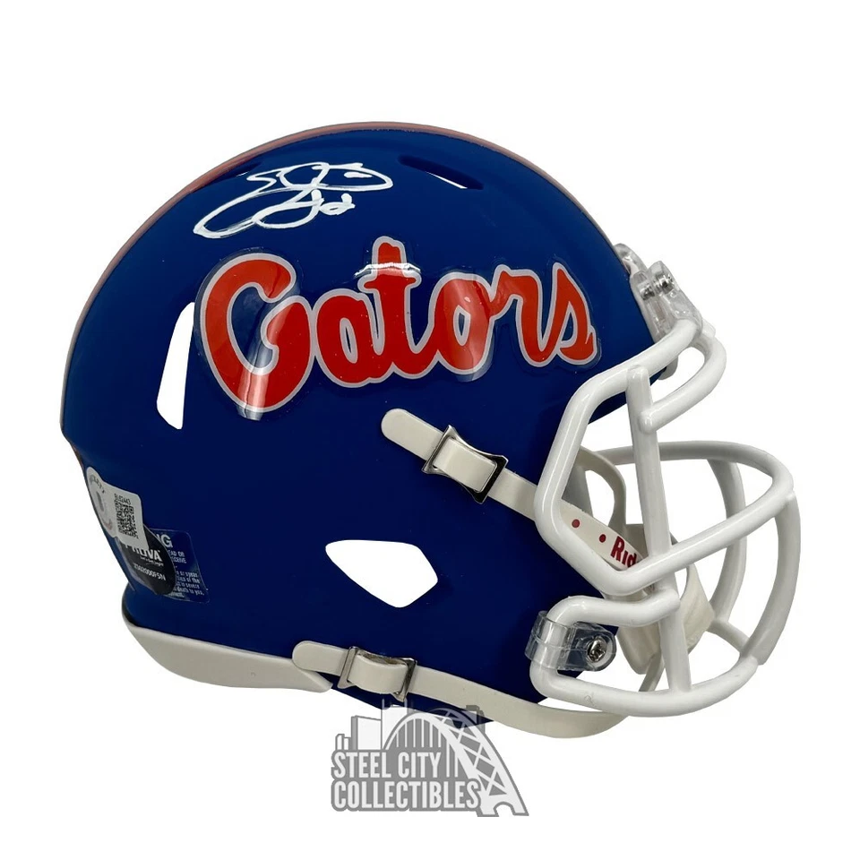 Mini casco de fútbol americano autografiado por Emmitt Smith Florida Blue Speed - BAS Foto 1 de 1