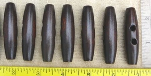 Dark chocolate brown wood beads with two holes for macrame crafts set of 7 NEW - Picture 1 of 1