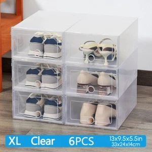 Caja de zapatos de plástico apilable plegable LRG organizador de almacenamiento estuche transparente 6 piezas - Imagen 1 de 4