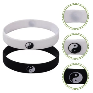 2x Rubber Bracelets Silicone Wristbands Yin Yang Bracelets for Women Men Couples - Picture 1 of 11