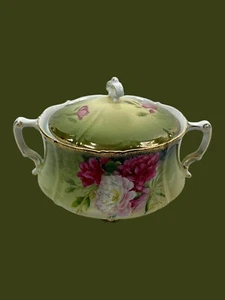 Vintage Bavaria Überzogen Porzellan Griff Geschirr Rosen Blumen Griff - Bild 1 von 12