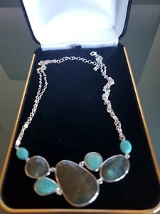 QVC Designer Labradorite & Amazonite Sterling Silver 18" Chain Necklace New $317 - Picture 1 of 10