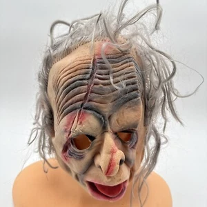 Old Man Halloween Mask Realistic Creepy Human Latex Mask with Hair Scary - Picture 1 of 6