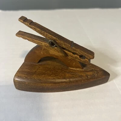 Vintage Handmade Wooden Note Holder / Unique Desk / House Decor - Image 1 of 4