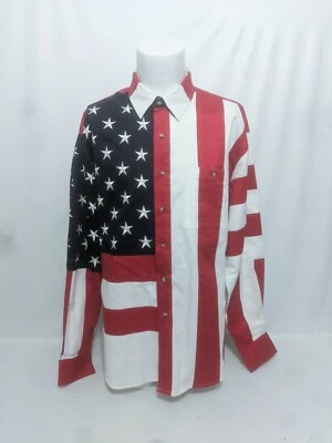 Camisa Scully Bandera Americana Estrellas y Rayas Manga Larga Para Hombre Talla XL Foto 1 de 4