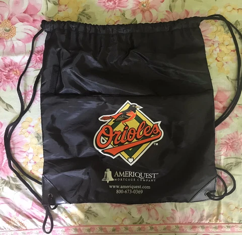 Baltimore Orioles MLB Old Logo Drawstring BackPack Zipper Pouch Ameriquest NWOT Cover
