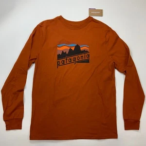 Patagonia Boys Orange Long Sleeve Graphic Shirt Size XL New - Picture 1 of 10
