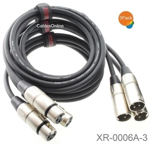 3-Pack 6ft XLR 3-Pin Male to Female 20AWG/2C OFC Microphone Cable, XR-0006A-3 - Picture 1 of 4