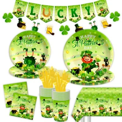 St. Patricks Day Plates and Napkins-142Pcs St. Patrick's Day Party Decoration... - Image 1 of 4
