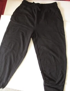 Women's Black Drawstring Sweatpants Tapered Leg, Side Pockets Size L - Picture 1 of 4