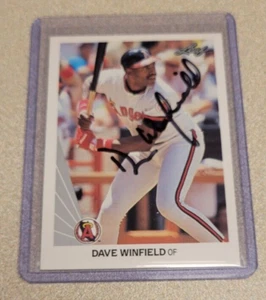 DAVE WINFIELD SIGNED 1990 LEAF BASEBALL CARD #426 MLB HOF RARE AUTOGRAPH AUTO - Picture 1 of 2