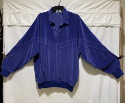 ❤️Camisa De Terciopelo De Colección Enro COUNTRY CLUB Mod Para Hombres 2XL Azul Chevron Estilo V Foto 1 de 4