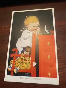 Kleiner Besucher Baby mit Maus DOll Künstler signiert Mabel Lucie Attwell #1698 - Bild 1 von 2