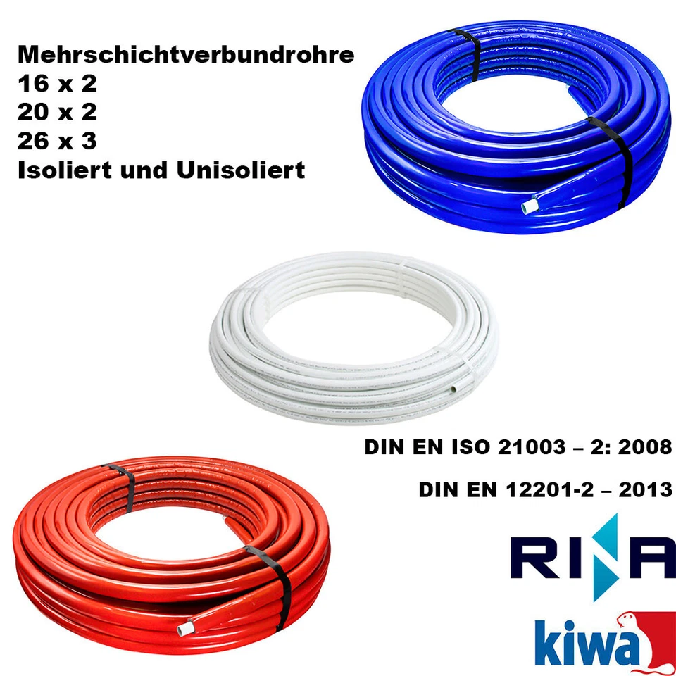 Mehrschichtverbundrohr Verbundrohr Isoliert/Unisoliert 16x2 20x2 26x3 auf Rolle - Bild 1 von 1