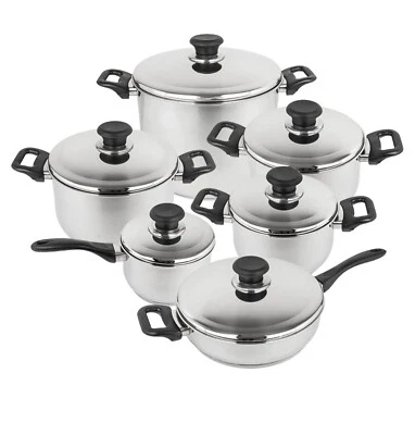 Batteria  Pentole Bavaria  12 pezzi Acciaio Inox 18/10 Con Coperchio Induzione - Immagine 1 di 4