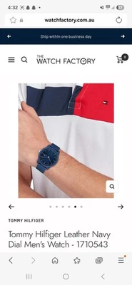 Tommy Hilfiger Leather Navy Dial Men's Watch - 1710543 - image 1 of 4