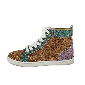 Auth CHRISTIAN LOUBOUTIN - Blue Gold Purple Glitter Women's Sneakers - Picture 1 of 6