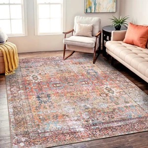 Rugshop Living Room Rugs Transitional Distressed Machine Washable Non-Slip Rugs - Picture 1 of 72