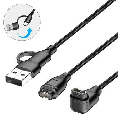 1M 2 in 1 Charger Cable USB+Type-C For Garmin Watch Replacement Charging Cable - Image 1 of 4