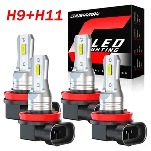 Bombillos LED H9+H11 Focos Para Auto Carro Luz De Coche Faros Faro 6000K White - Picture 1 of 12