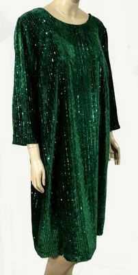 Nwt Lane Bryant Emerald Sequin Velvet Cocktail Shift Dress plus sz 22 - Image 1 of 4