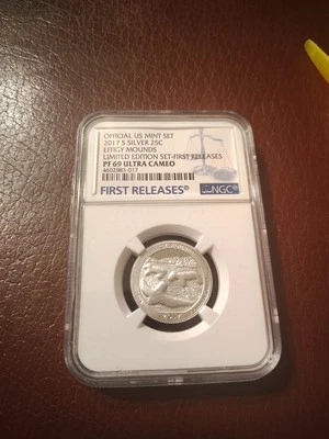 2017-S Silver PF69 ANT Effigy Mounds Quarter Limited Edition NGC - Image 1 of 2