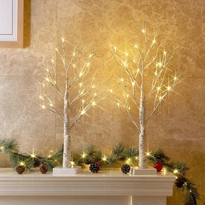 Decoraciones de Navidad Interior, Abedul de 2 pies con Luces LED, Luz de Hadas Spiri - Imagen 1 de 9