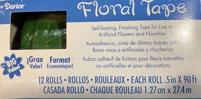 Envoltura de vástago floral Floratape - VERDE 1/2" de ancho x 90 pies auto sellado 12 paquetes envío gratuito Foto 1 de 2