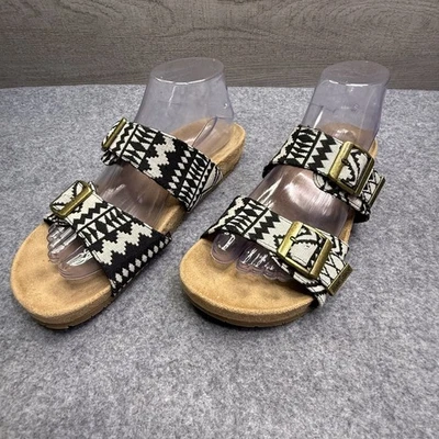 Minnetonka Women's Comfort Sandals Black White Size 10 Adjustable Straps - Image 1 of 4