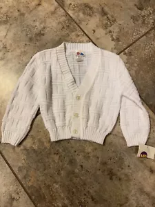 NWT White Cable Knit Cardigan Sweater Unisex Size 3T - Picture 1 of 6