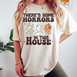 Halloween Mummy Tee, There's Some Horrors In This House T-Shirt Spooky T-Shirt - Picture 1 of 6