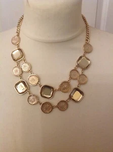 Damen Modeschmuck, goldfarbene Doppelstrangkette, glas & goldfarben. - Bild 1 von 2