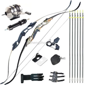 New 30-50lb Hunting Long bow Fishing Archery Takedown Recurve Bow Bowfishing Kit - Picture 1 of 32