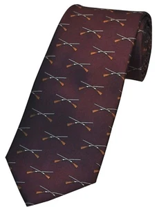 TIE STUDIO - Shotguns on Burgundy Neck-Tie, National Country Shooting Sports - Picture 1 of 2