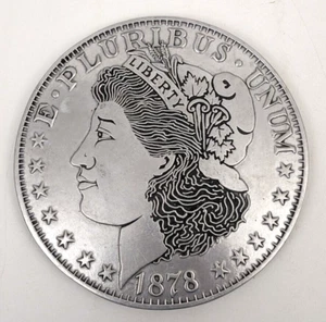 1878 Morgan Silver Dollar Trivet or Wall Plaque Hanging Sign 12" Pewter USA - Picture 1 of 5