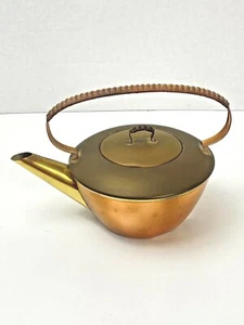 Mussbach Metal West Germany Vintage Copper/Mixed Metal Tea Pot - Picture 1 of 12