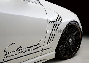 Calcomanía Sports Mind Powered by MITSUBISHI SPORT emblema logotipo par NEGRO - Imagen 1 de 1