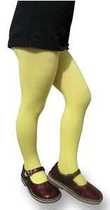 Clips N Grips Girls Colored Tights Microfiber Footed Fun Stockings Yellow - Picture 1 of 3